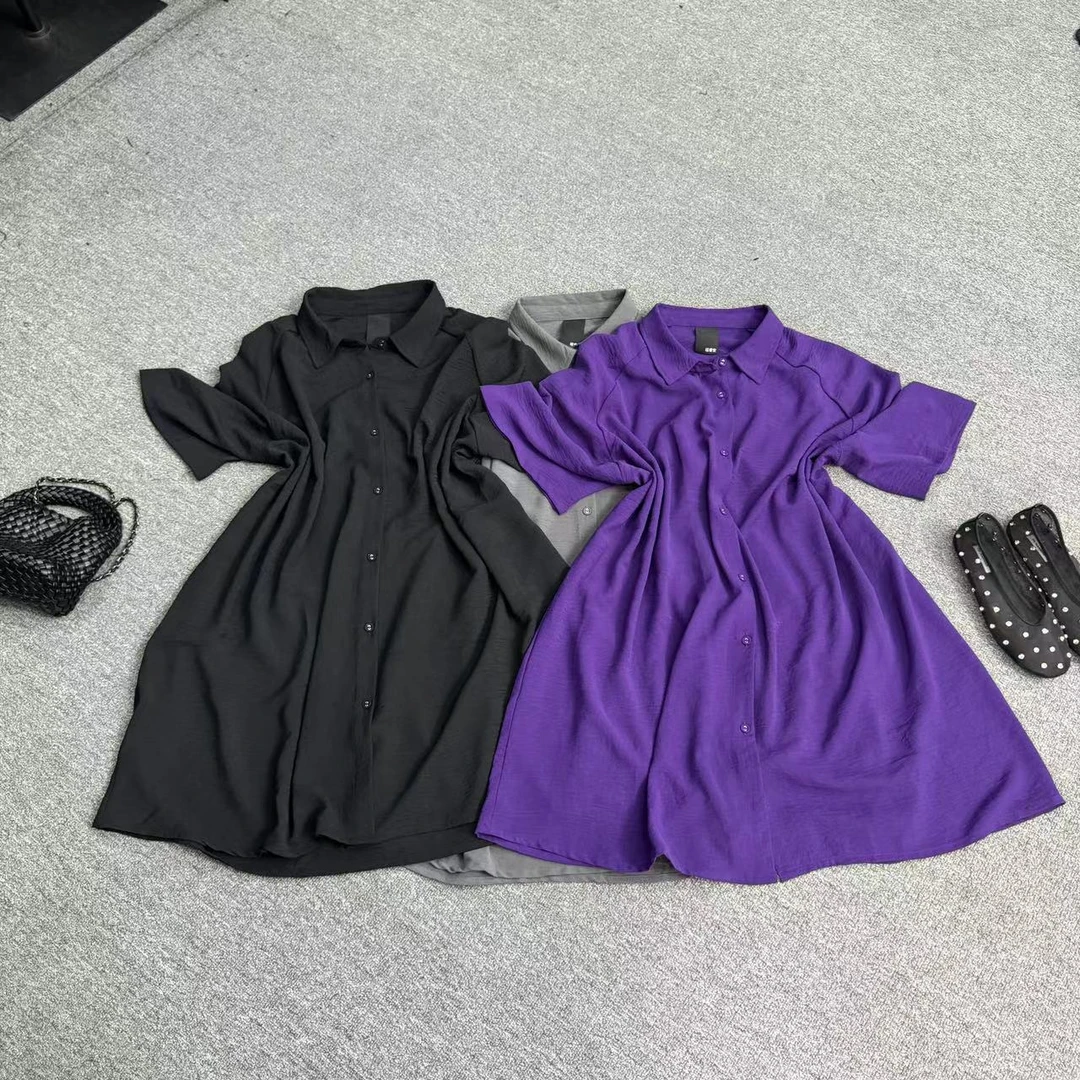 瑶睿安240斤原创夏五分袖衬衫欧韩纯色衬衣休闲宽松复古 354