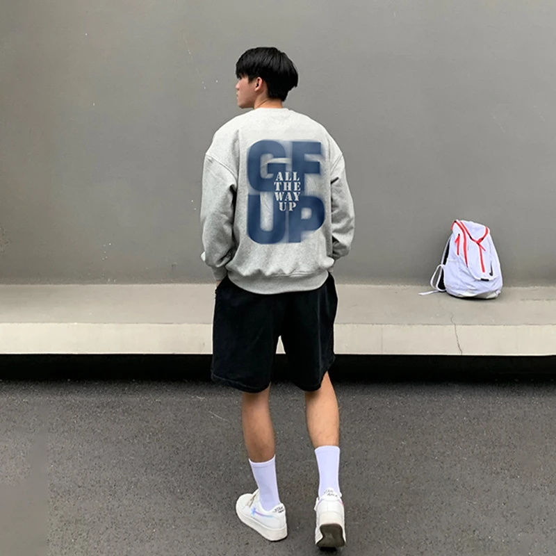 加绒卫衣男士秋冬新款美式潮牌男装外套冬季加厚青少年圆领上衣男