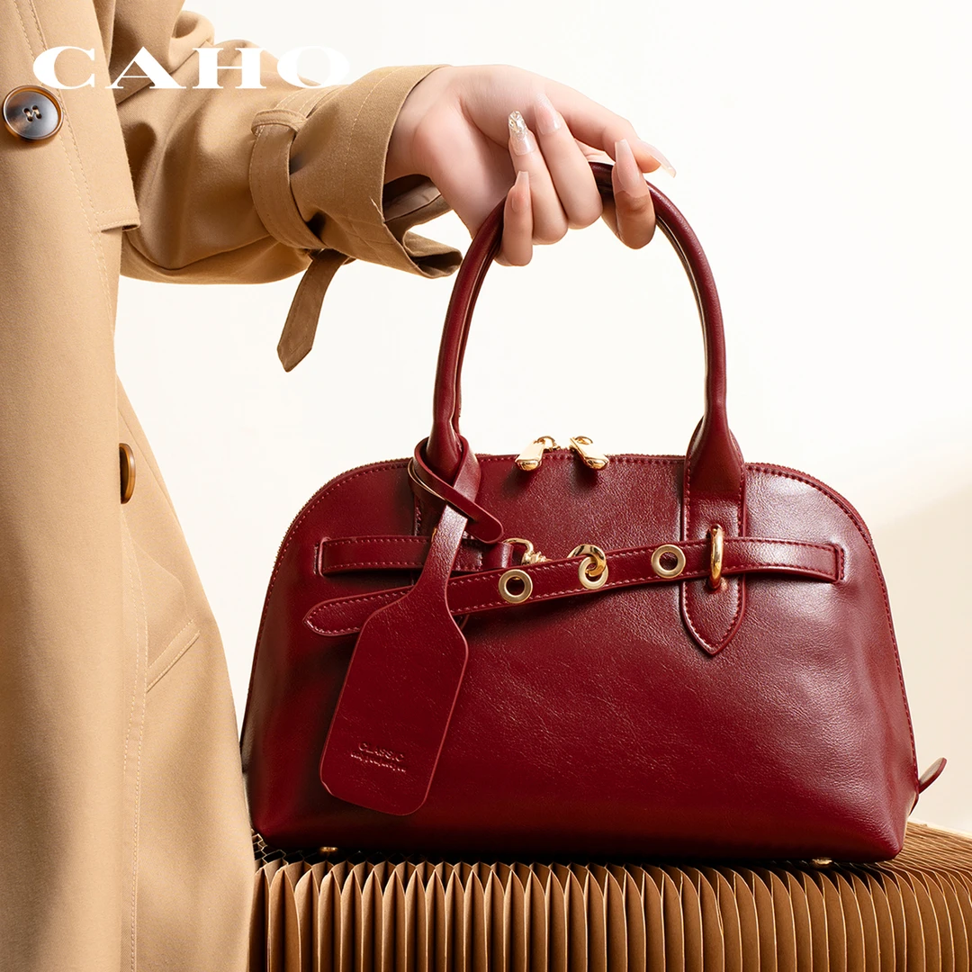 CAHO小众设计贝壳包2025新款高级感斜挎保龄球包复古百搭手提包女