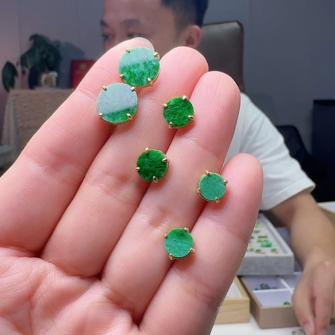 翡翠银S925镶嵌耳饰多样性发货其一