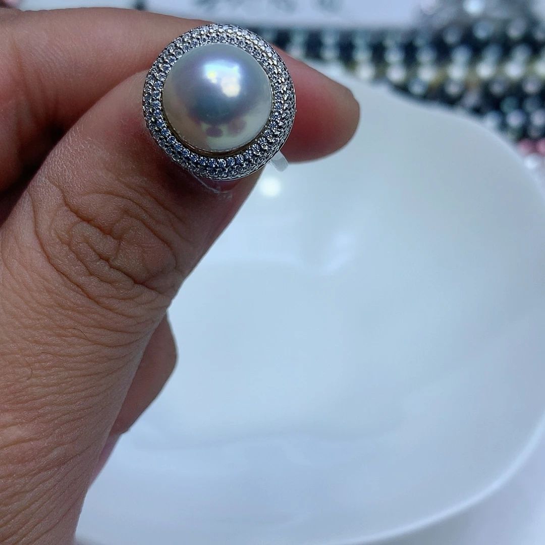 淡水珍珠戒指银S925镶嵌