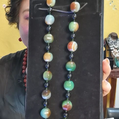 玛瑙/玉髓颈饰银S925镶嵌