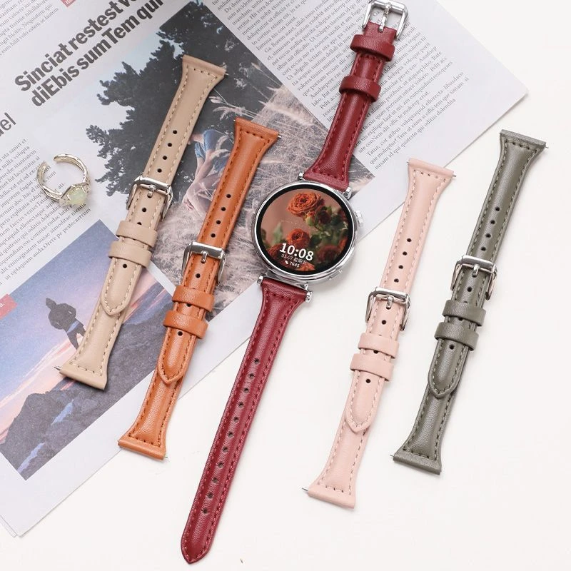 时亿适用gt4 5 6 小蛮腰真皮细款女士表带41mm    W5 42mm