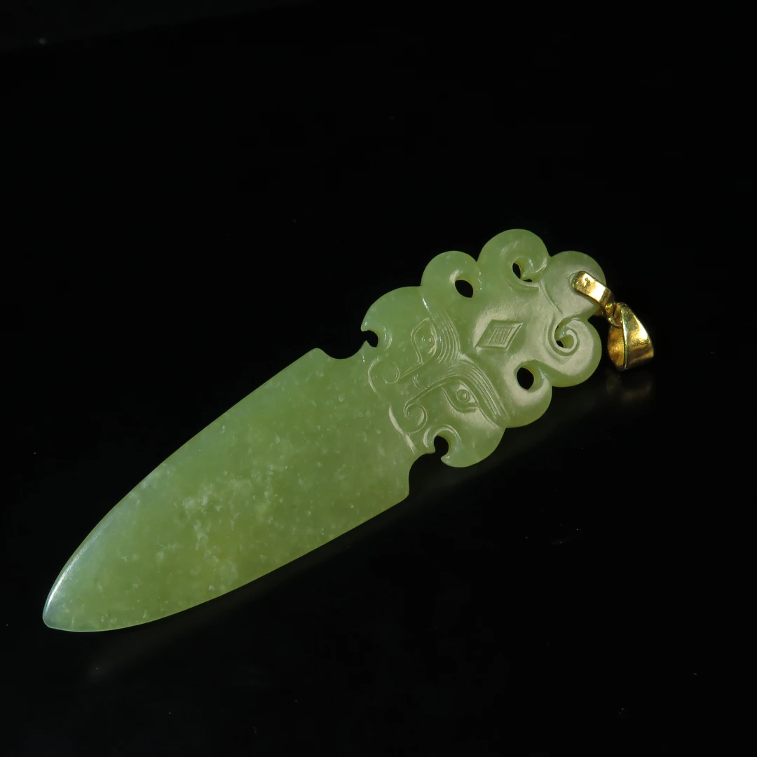 清代黄玉匕形饰/MZ061655/和田玉/民族文物