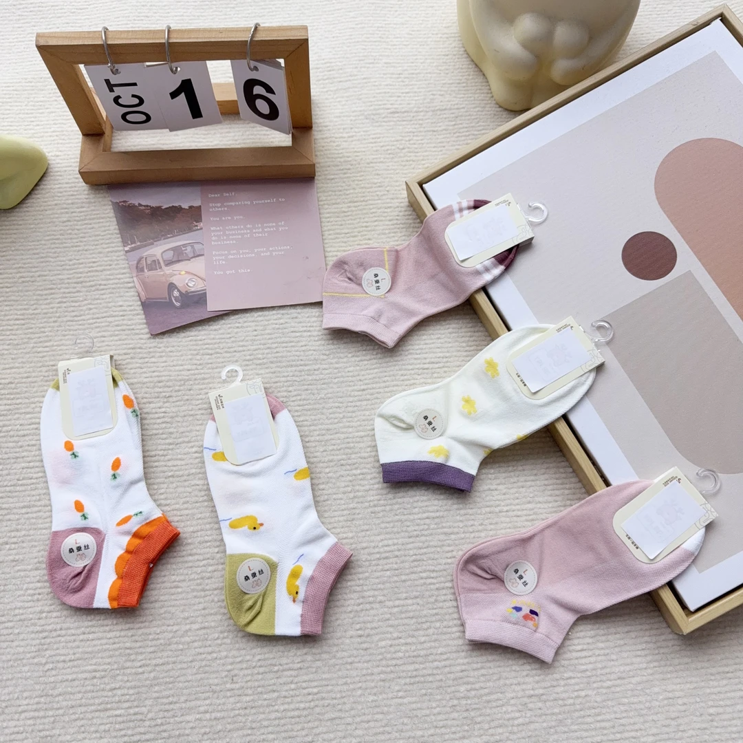 L1701 十双男宝女宝可爱桑蚕丝休闲儿童船袜WG