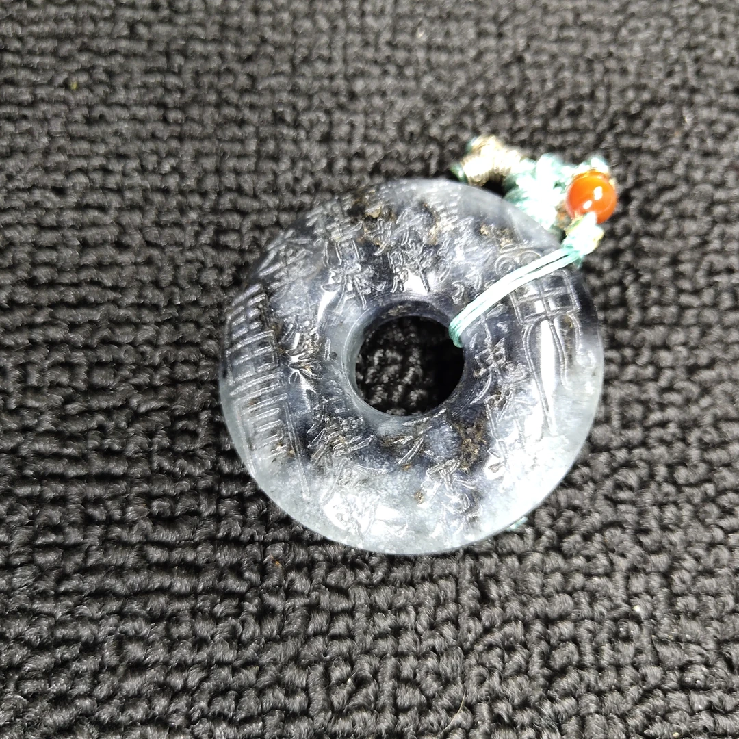 岫玉青花平安扣(多样性发货)