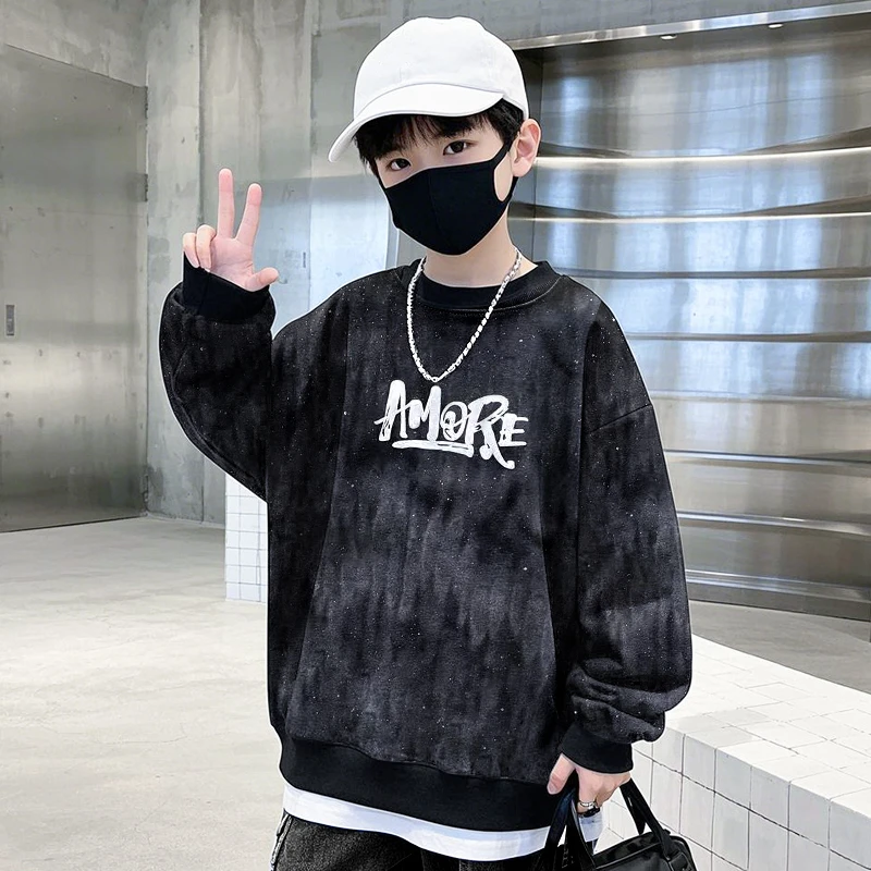 男装男童春秋卫衣新款中大童潮流打底上衣儿童星空砂银套头衫百搭