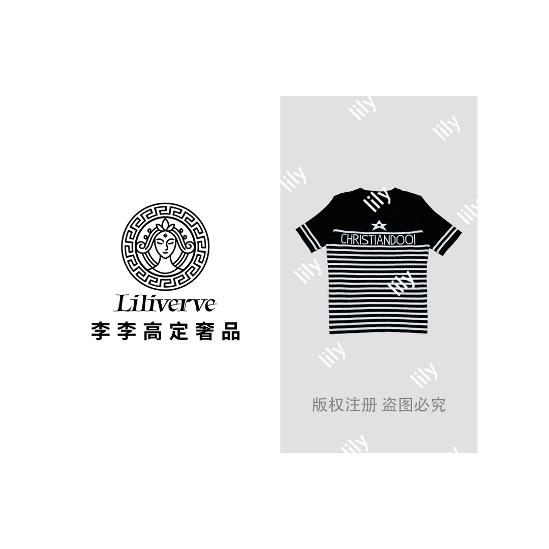 【李李lily】夏季款短袖针织衫时尚宽松条纹百搭 832