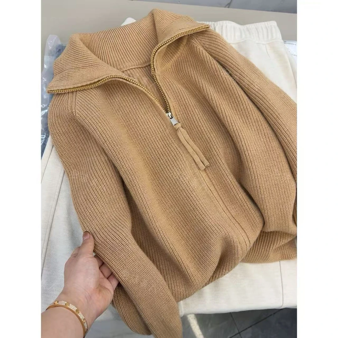 驼色立领拉链衫」宝藏福利款~百搭开衫！休闲慵懒风