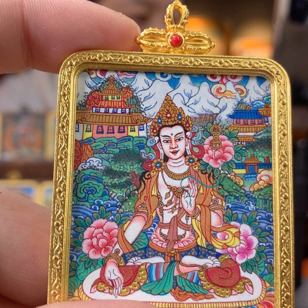 吊坠二*热贡纯手绘唐卡大势至菩萨