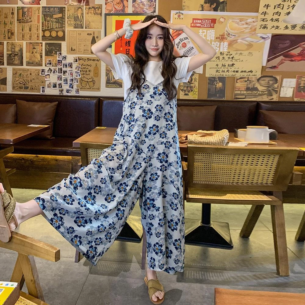 法式洋气慵懒风花朵背带裙裤女2025春夏新款别致漂亮松弛感连衣裤