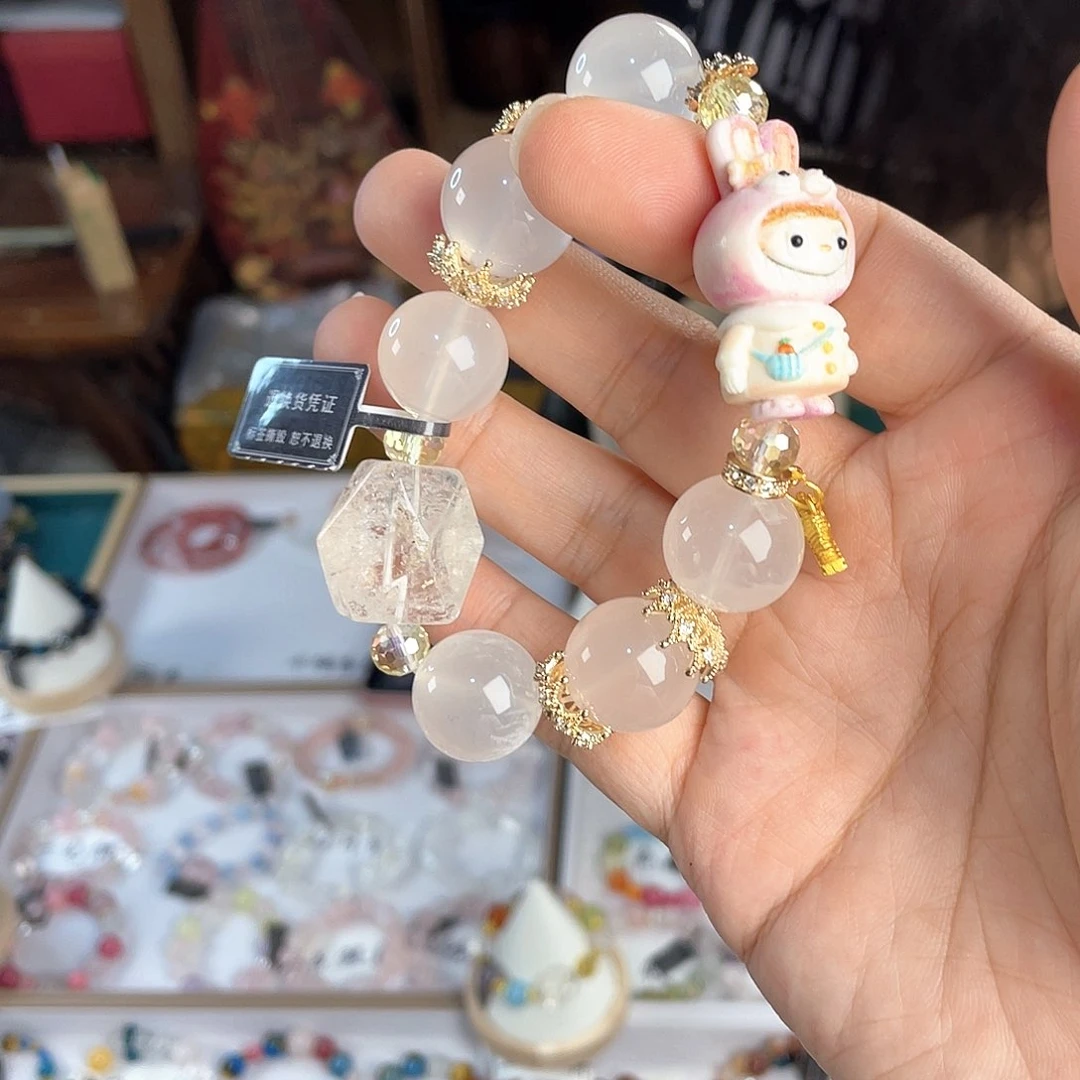 水晶手链银S925镀金镶嵌