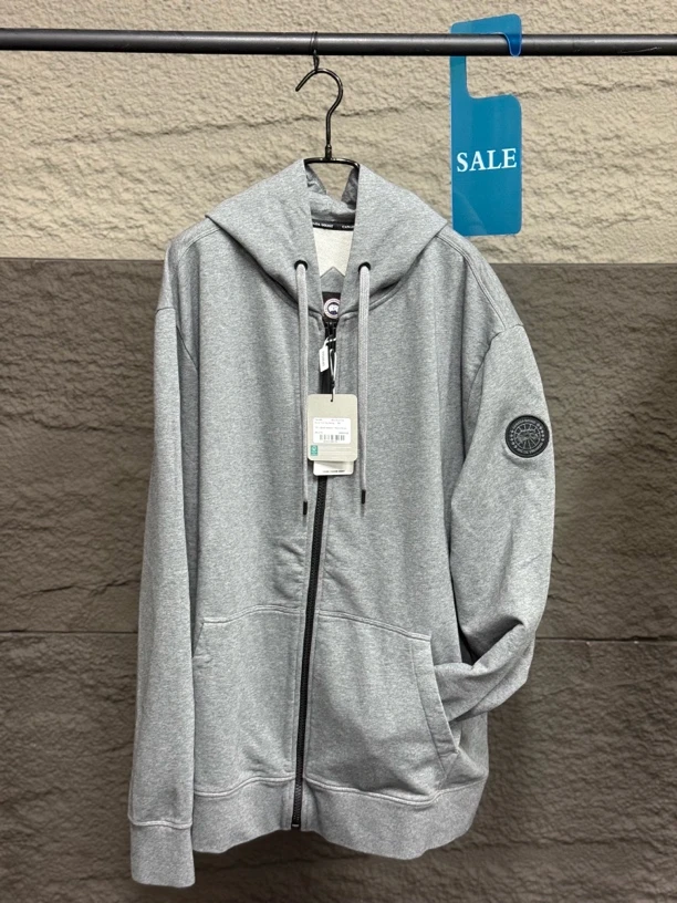 全新未使用 CANADA GOOSE Canada Goose 黑标灰拉链卫衣 尺码xxxl