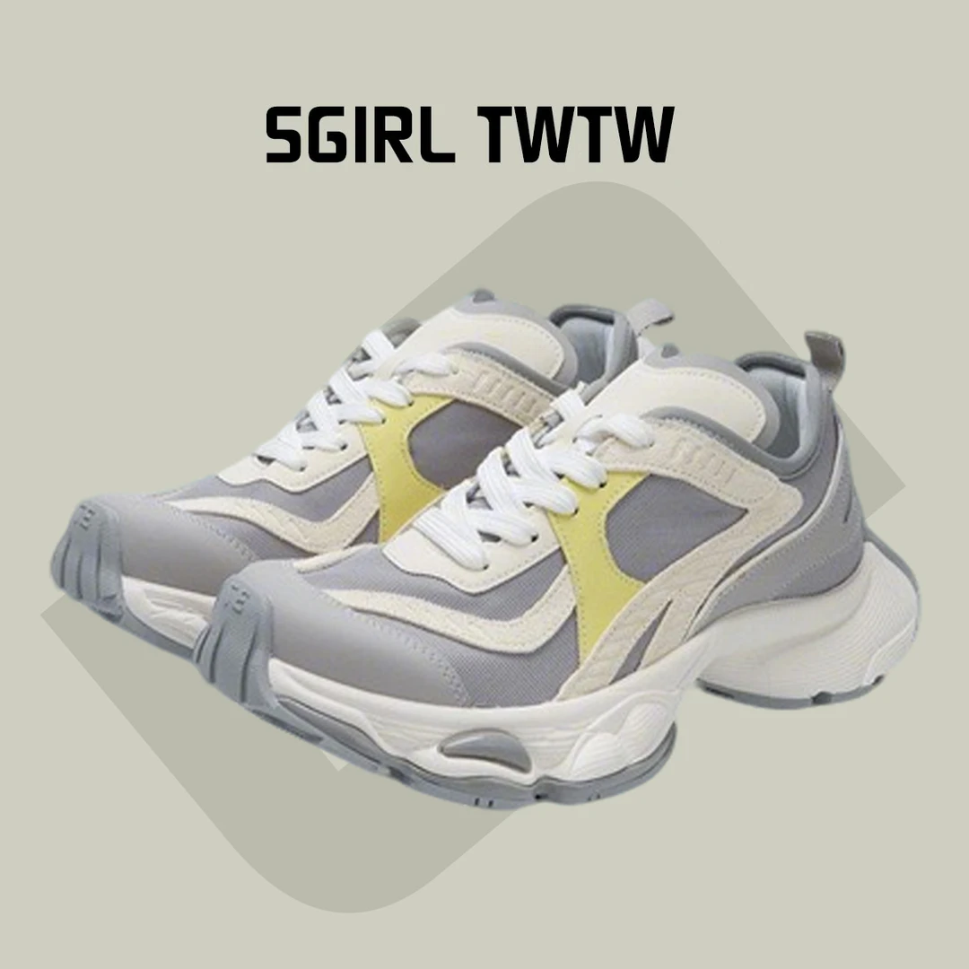 SGIRL TWTW厚底老爹鞋女春季增高爆款运动休闲鞋复古松糕底小白鞋