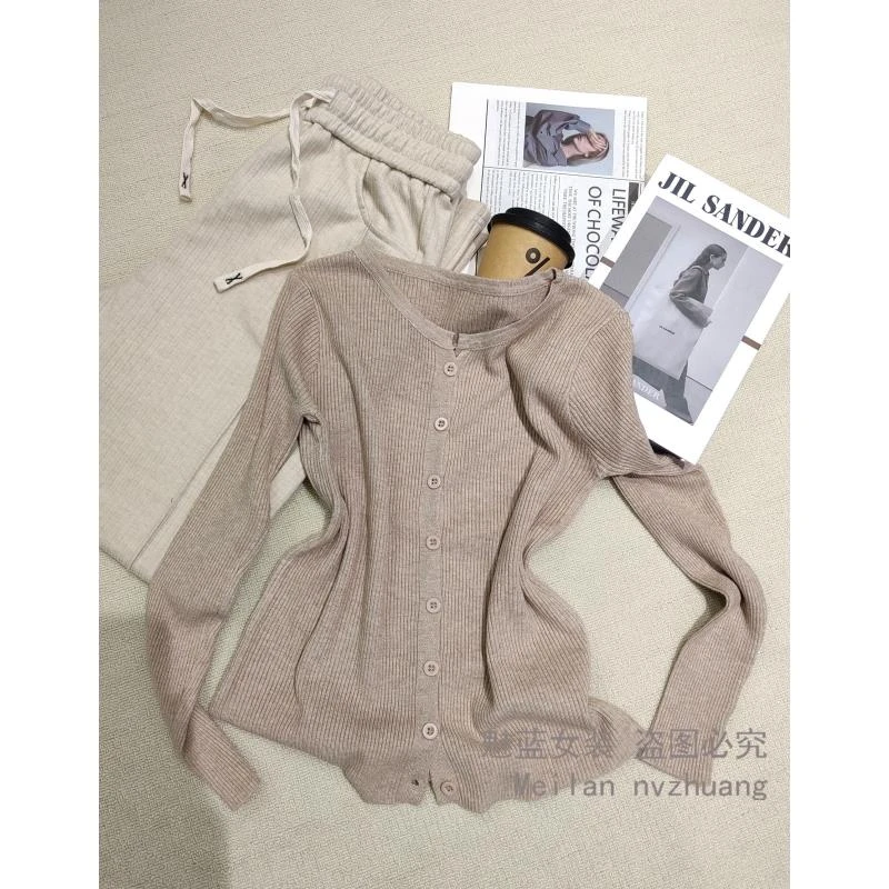 原搭韩系穿搭长袖针织开衫外套女2025春毛衣洋气短款上衣XX2116#