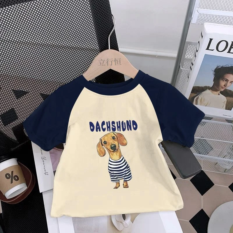 【狗狗】儿童T恤2025韩版夏男女童印花短袖宝宝纯棉小童洋气上衣