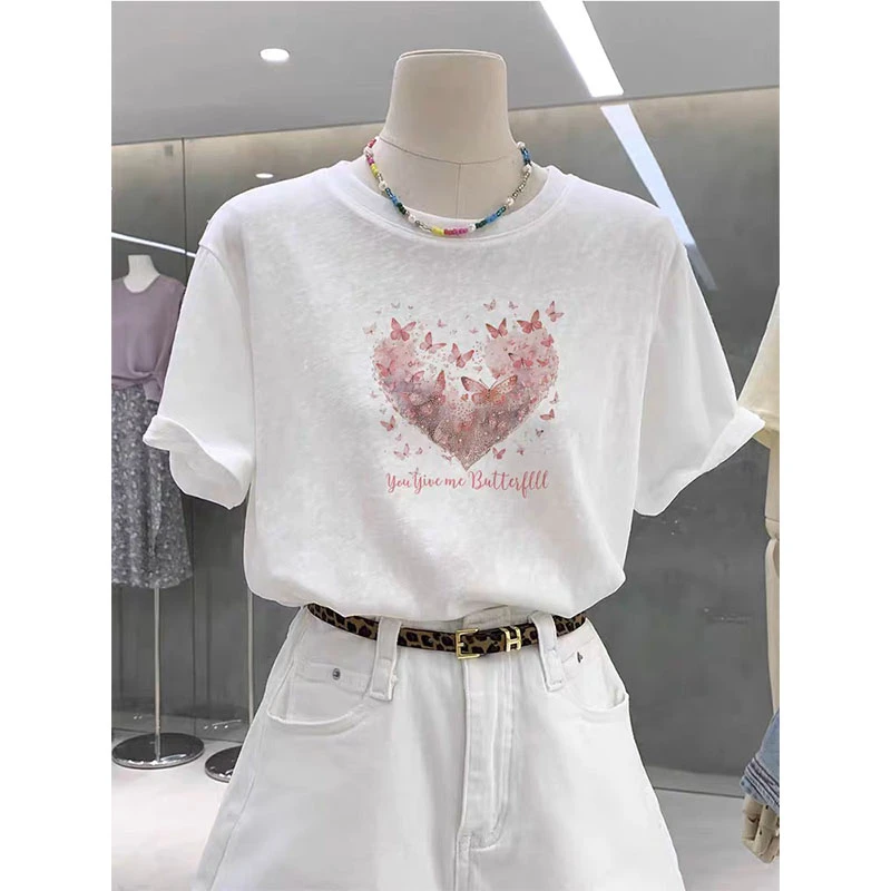 今年流行女装上衣正肩圆领优质雪花棉短袖t恤韩版时尚百搭夏季潮