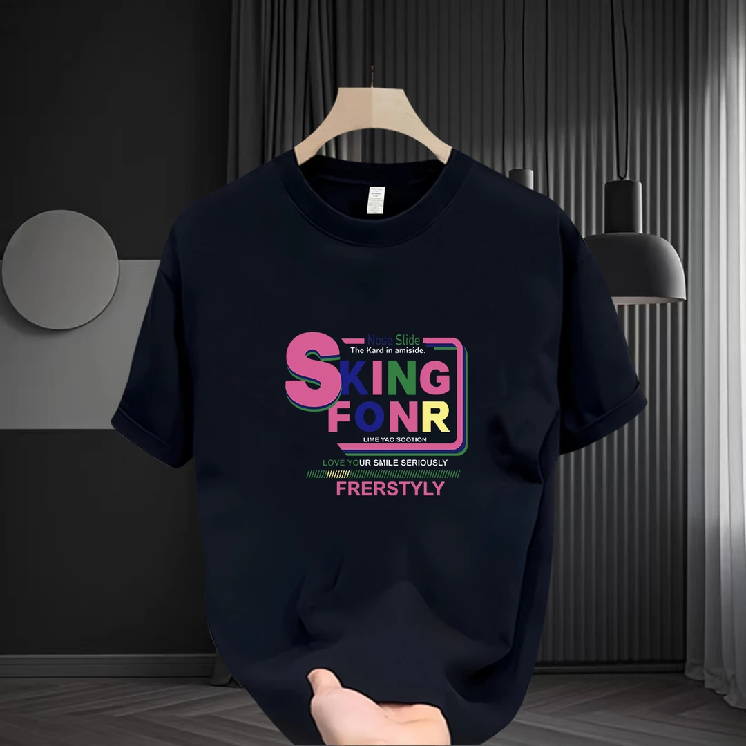 短袖T恤男士2026夏季爆款网红洋气炸街男装100%纯棉宽松潮流印花