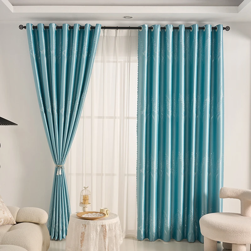 25年新款窗帘提花加厚加密窗帘布打孔挂钩客厅卧室落地加高窗帘子