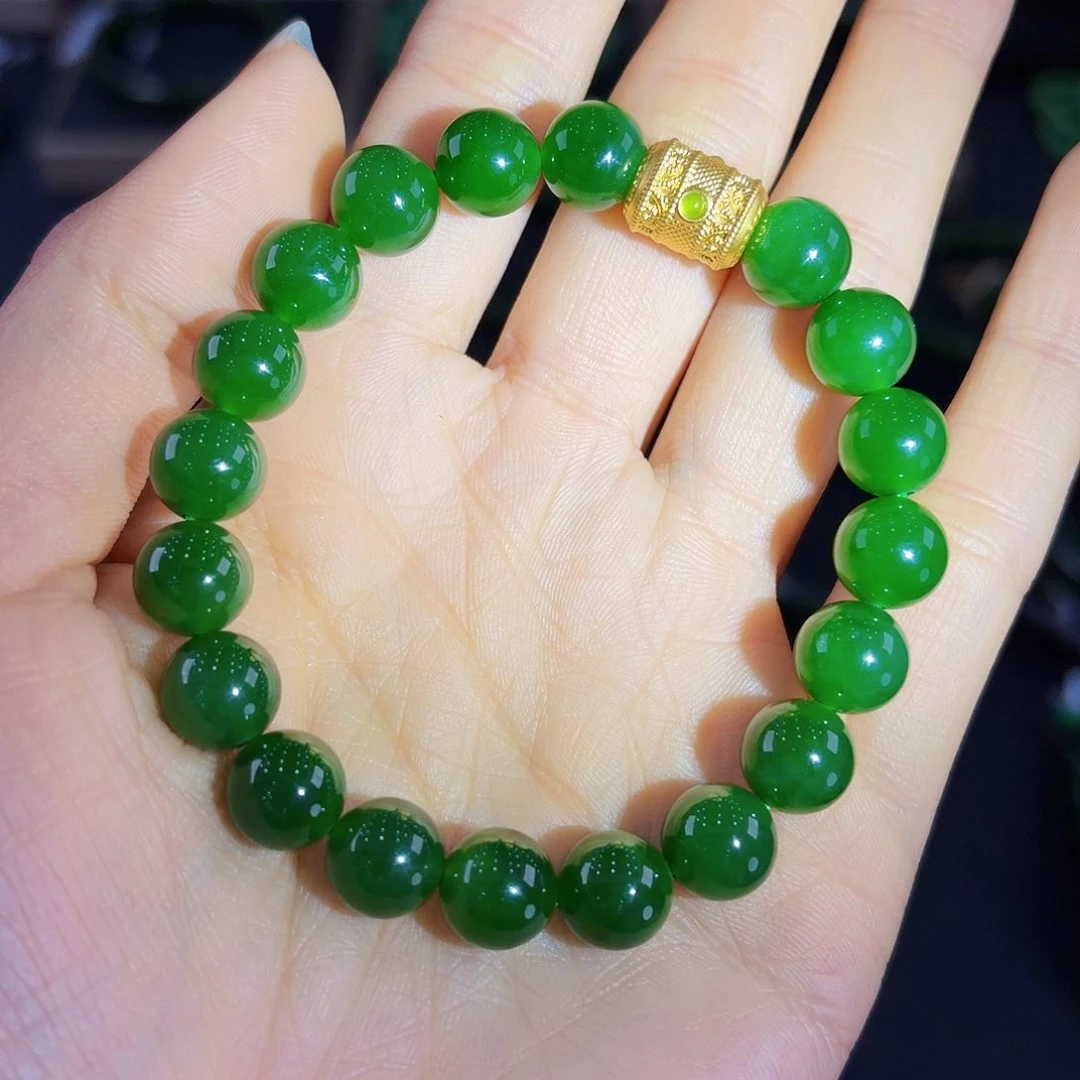 足金镶嵌手链和田玉（碧玉）
