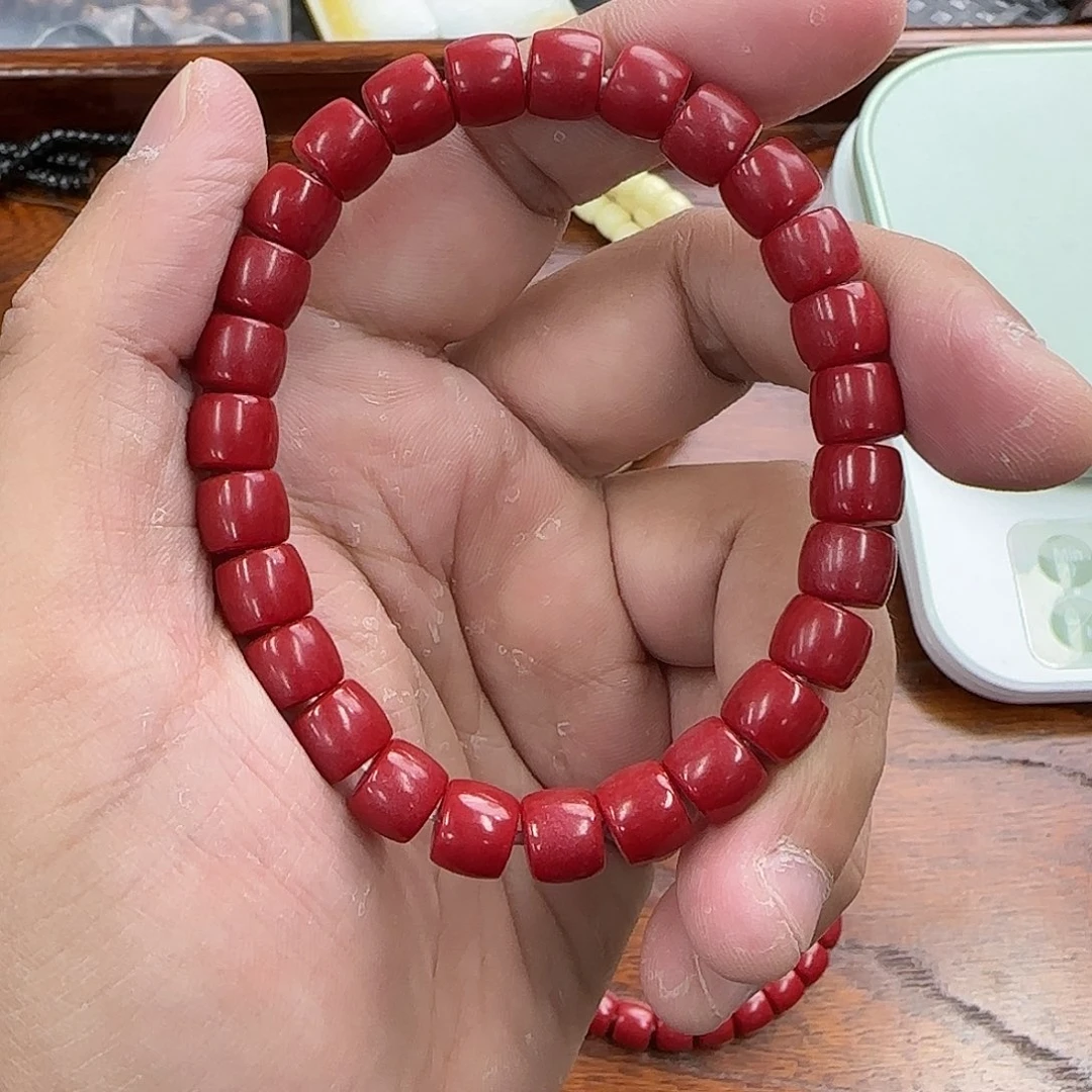 手串白玉菩提8直切红色3