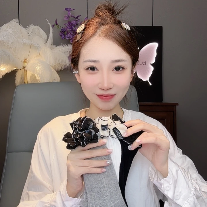 三醋酯纤维姗山茶花边袜袜