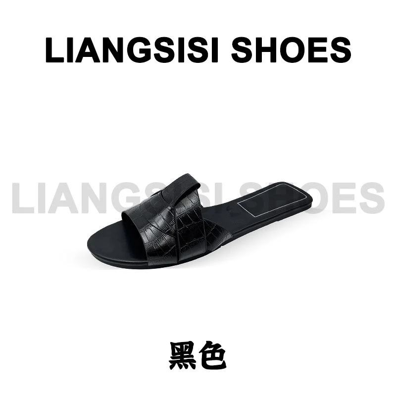 梁思思SHOES新款交叉编织一字拖鞋-819-3