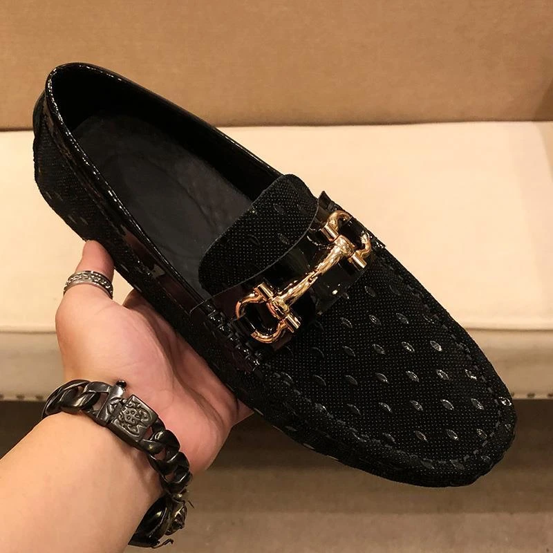 AMI DRAJK酷奇豆豆鞋男2025春秋新款真皮英伦一脚蹬潮流皮鞋男士