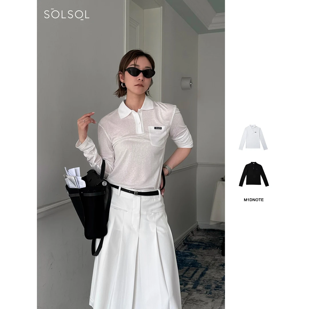 M1DNOTE小众设计师品牌25装饰纯色简约长袖POLO衫SOLSOL买手店