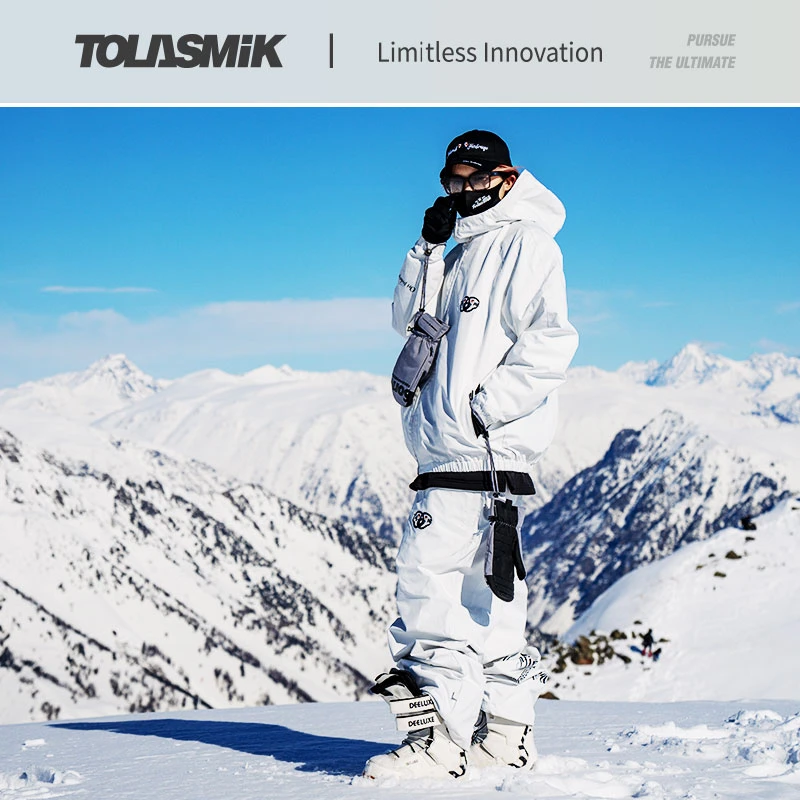 tolasmikof刺绣印花联名款滑雪衣冬季裤连帽防风透气小香风情侣