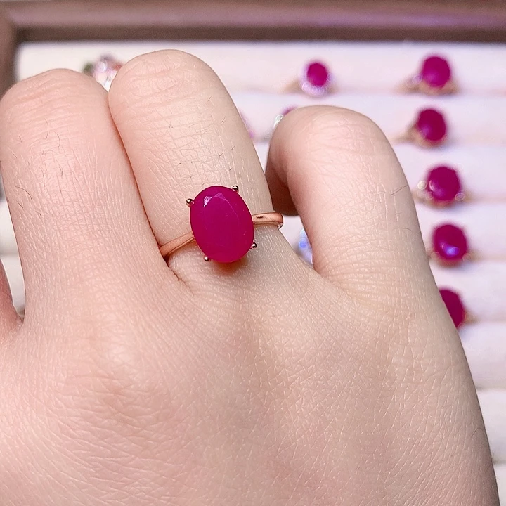 红宝石戒指银S925镶嵌