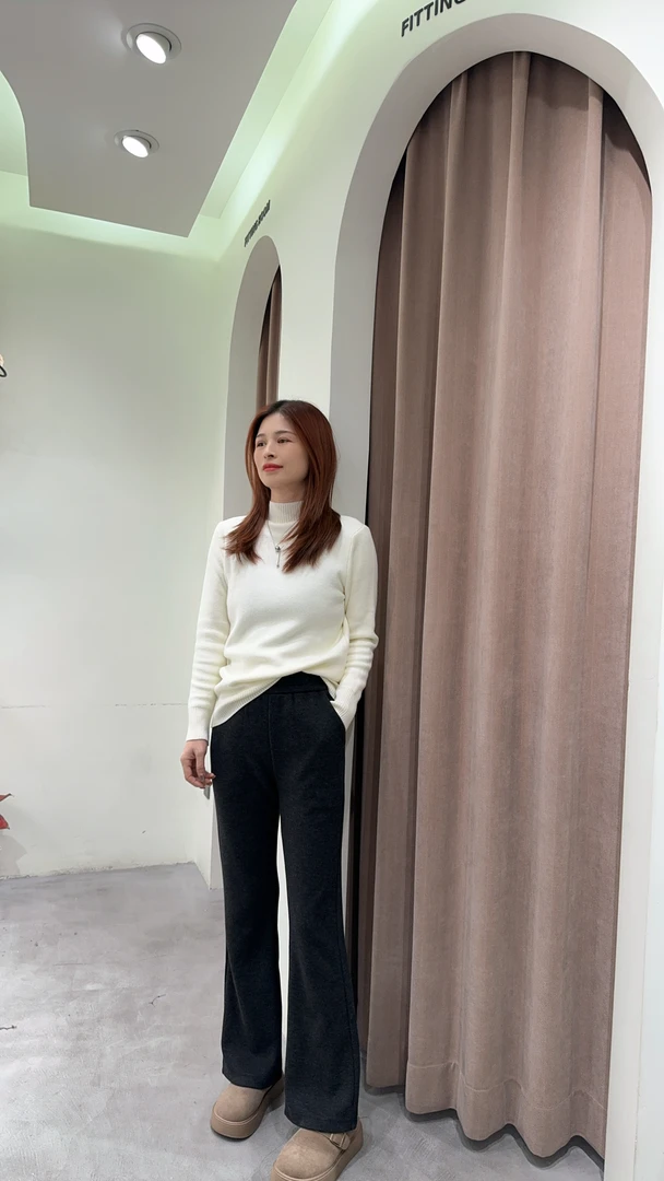 萱萱【半高领内搭】百搭正肩纯色一体绒打底衫上衣 58017 122103