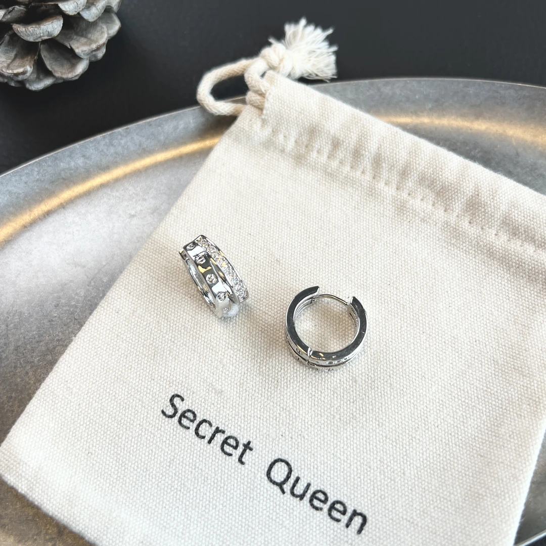 铜合金耳饰 小众设计双层小卡素圈耳扣一对AX072