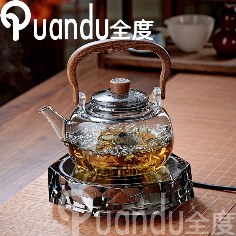 玻璃泡茶壶耐高温菱形水晶电陶炉烧水壶套装家用茶具可明火煮茶壶