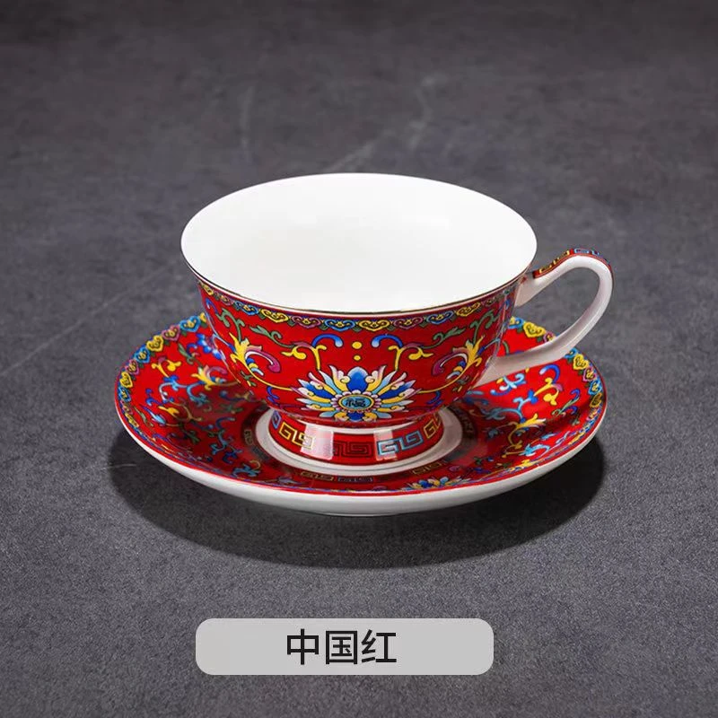 ZY-DP-A146中国红缠枝莲咖啡杯