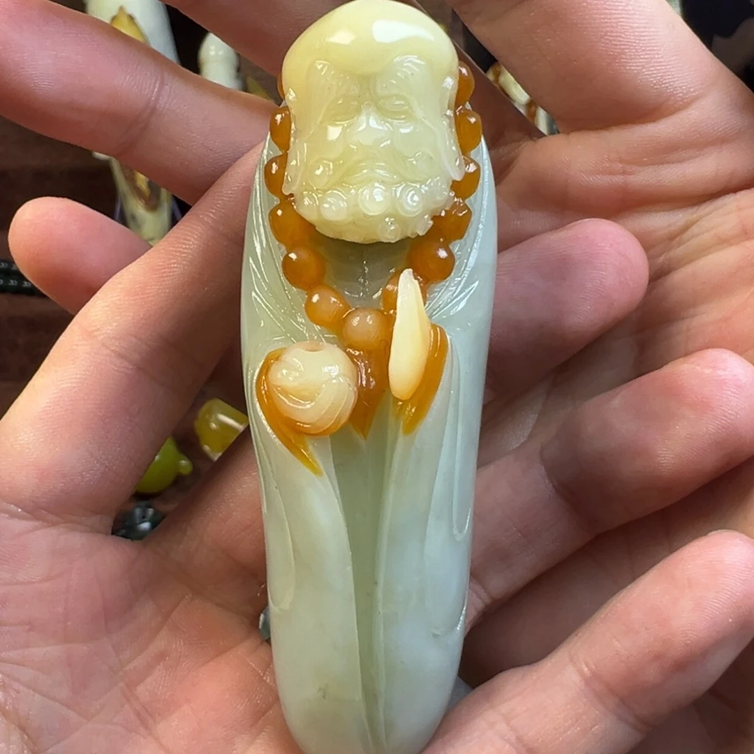 岫玉未镶嵌手把件天然岫玉