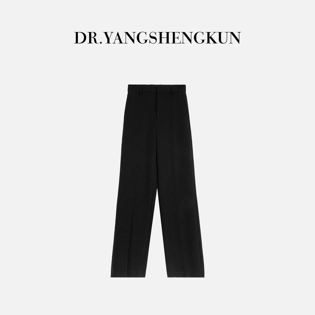 DR杨圣坤简约垂感休闲裤直筒黑色西装裤女【巴黎神裤】DR2309-2406