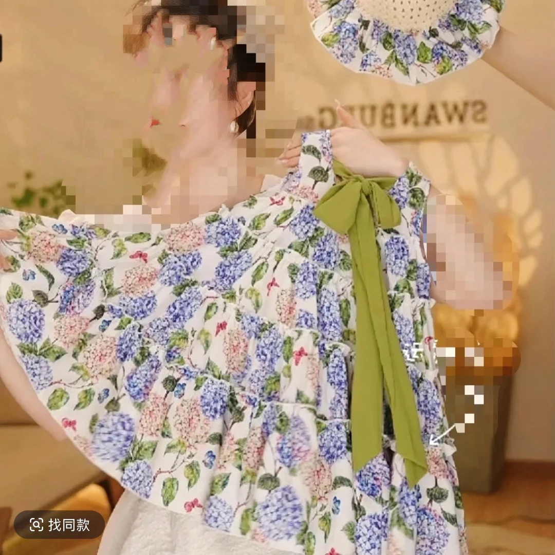 811哈哈家女童夏季洋气背心裙碎花沙滩裙