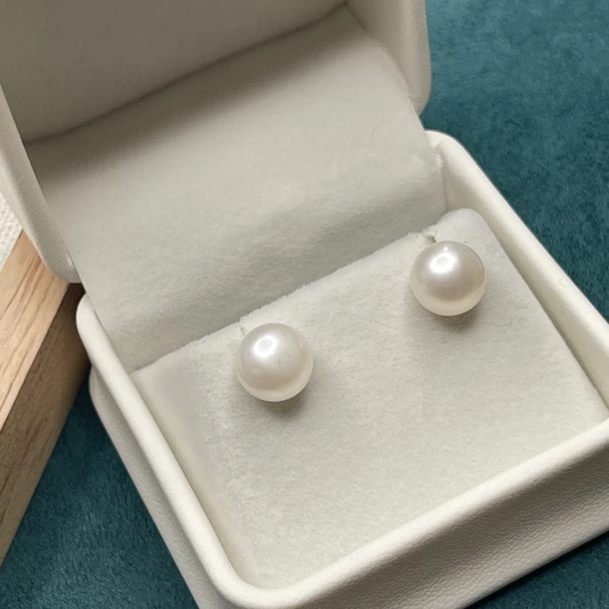天然淡水珍珠耳饰耳钉8+气质
