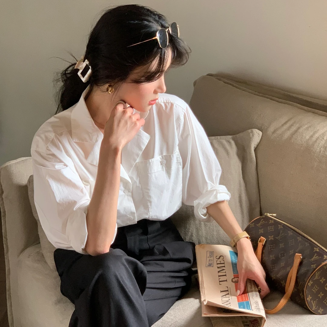 ASM ANNA◆ 艺术馆·简约风格衬衫～轻薄双口袋上衣AM0153