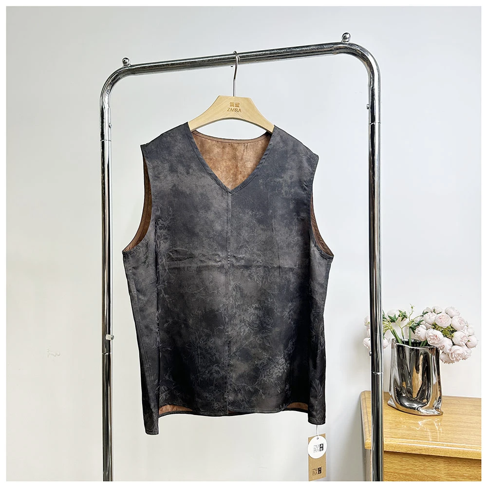 B164      夏季新款女士宽松V领国风背心