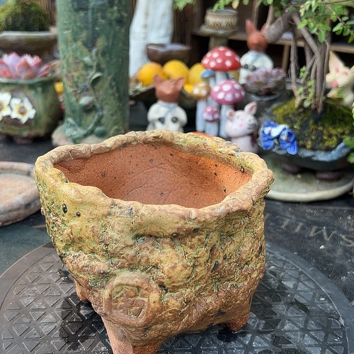 手工粗陶高温花盆