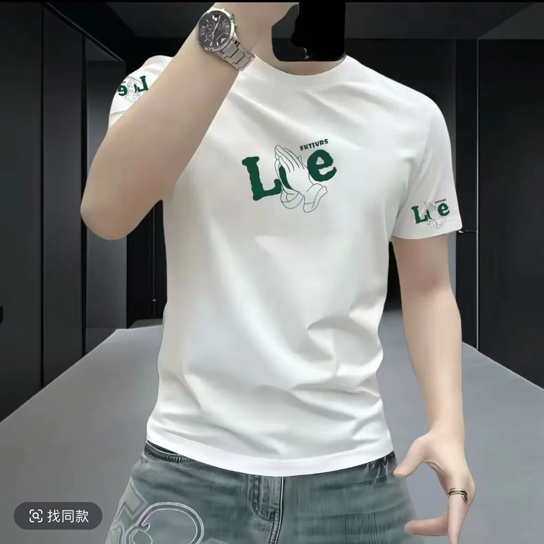 2025夏天男士短袖T恤高端潮牌印花百搭上衣服时尚休闲半袖