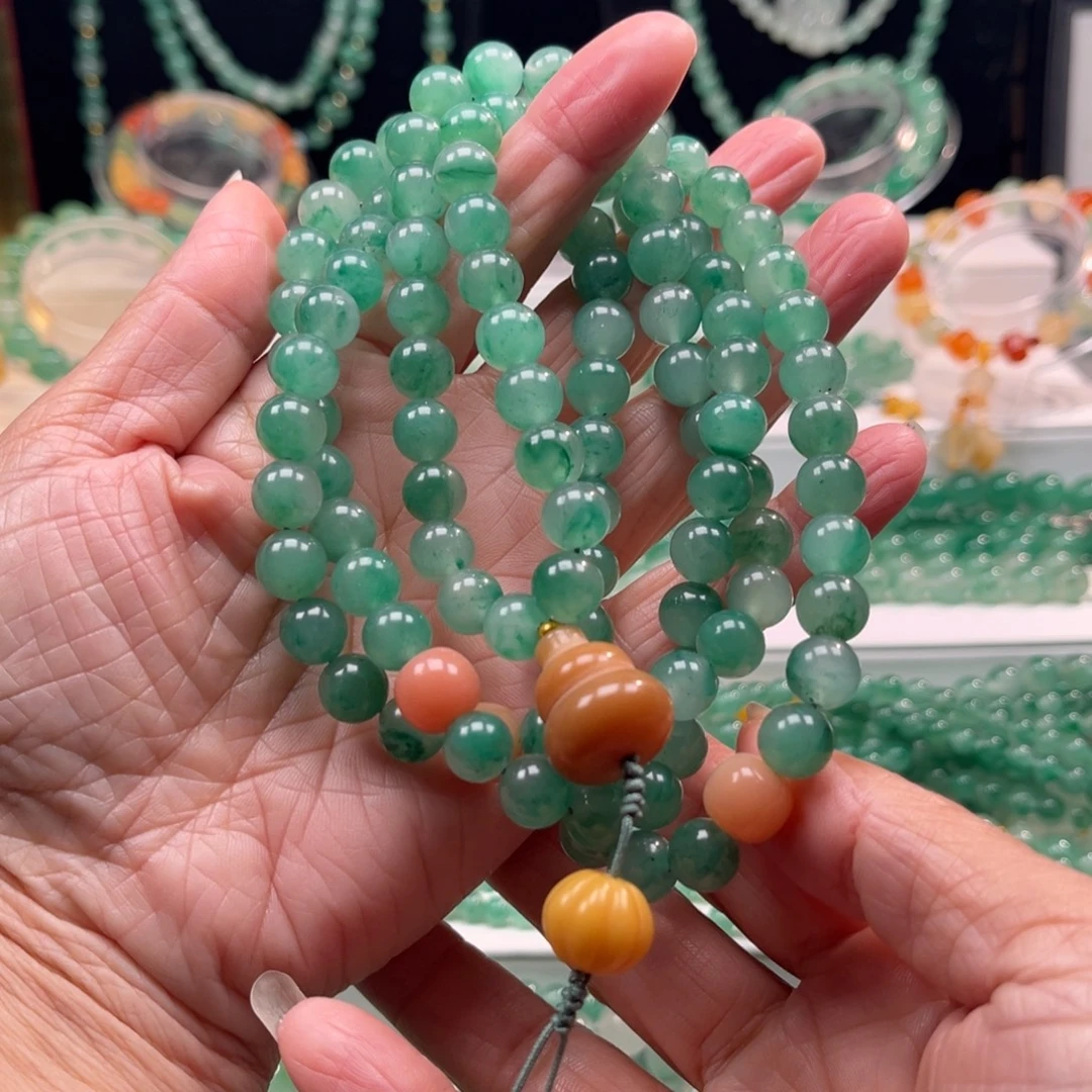 石英质玉合金颈饰108颗卡8.5