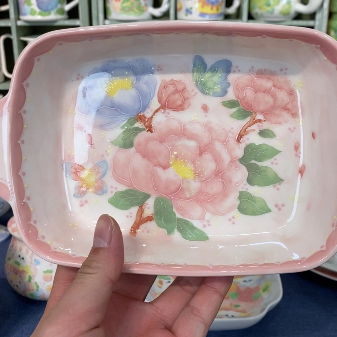 瓷片牡丹花盘子微瑕