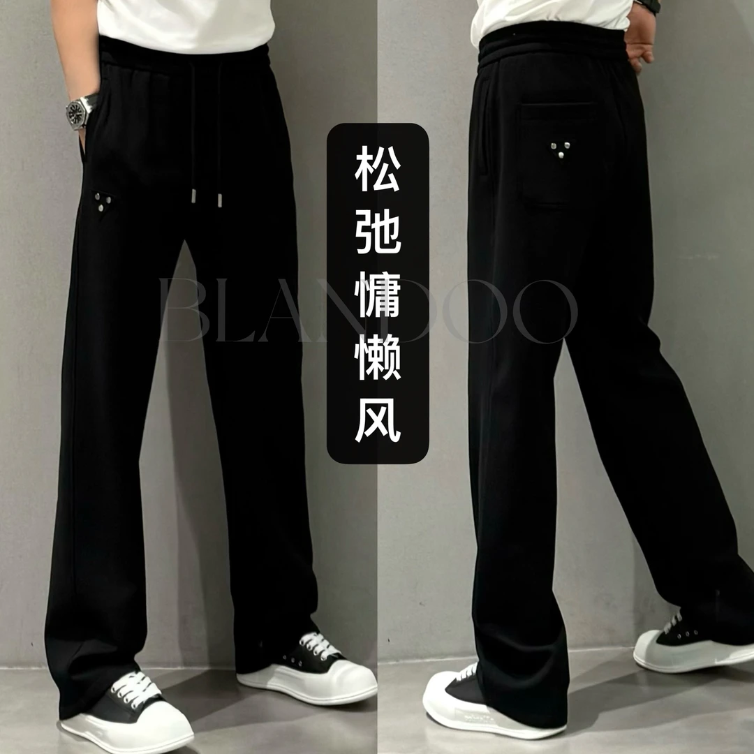 （秋款）BLANDOO “慵懒松弛”  经典三角标垂感直筒休闲裤25A27