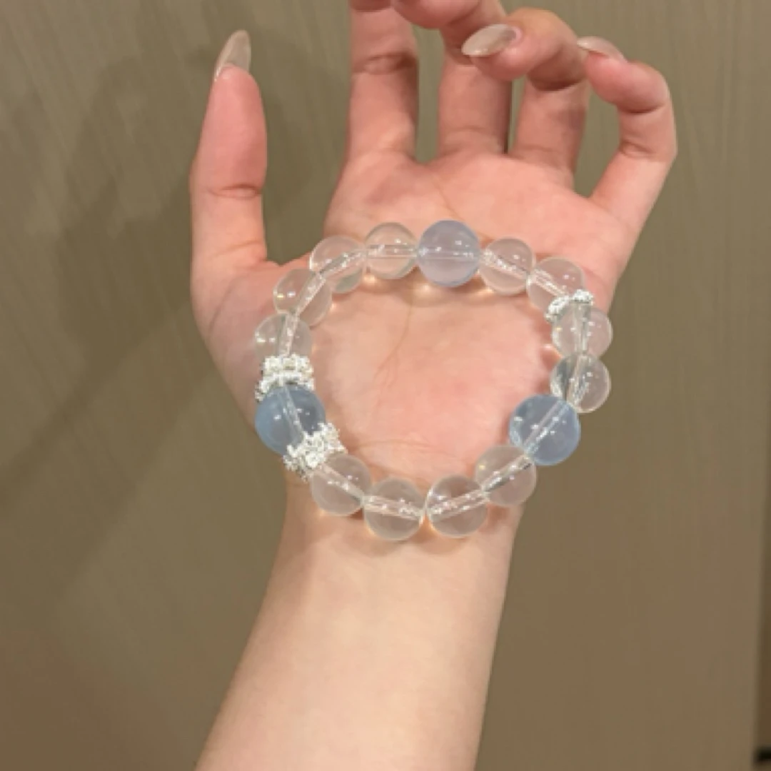 合金琉璃手链 高冰透海蓝色手串琉璃百搭甜美小众简约ins