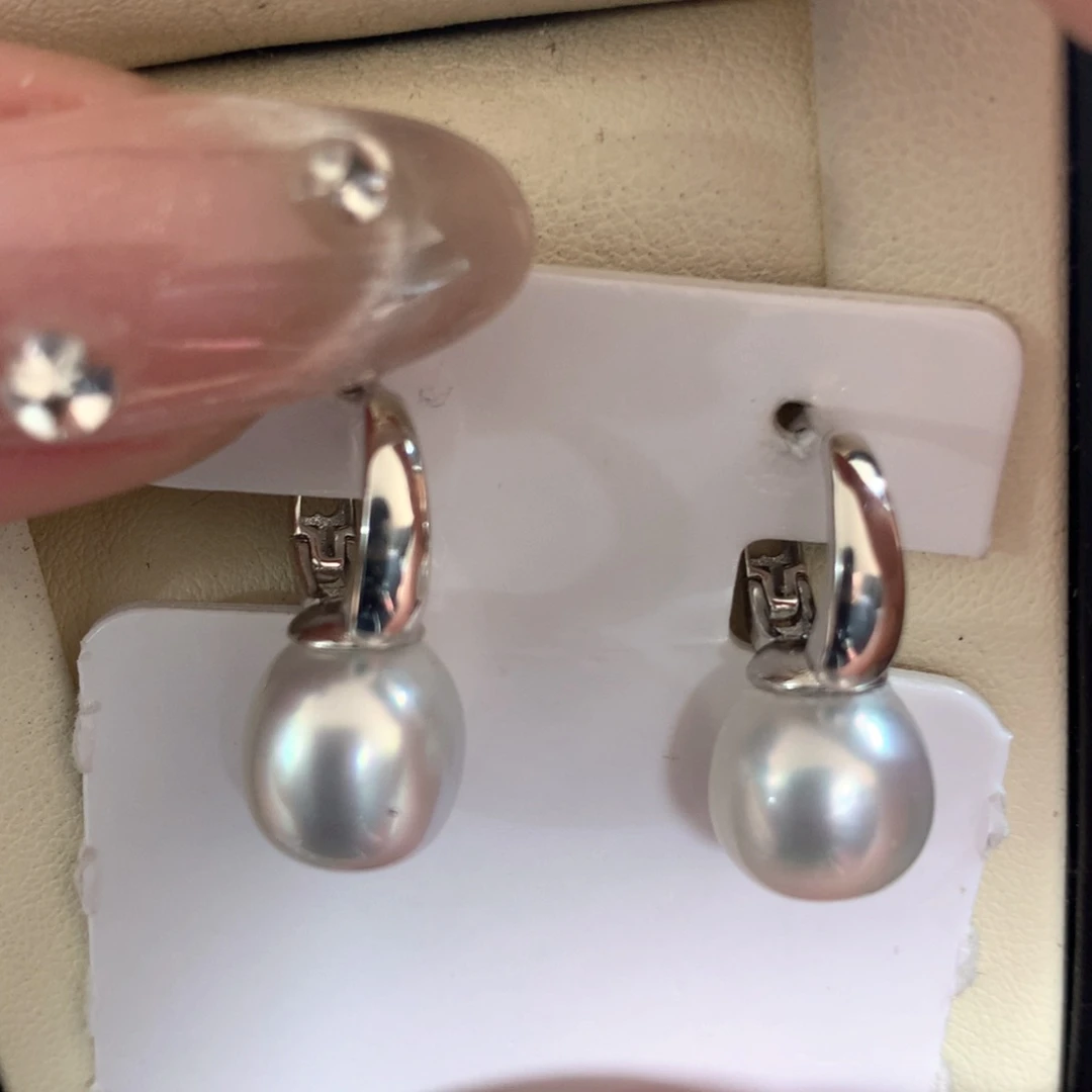 海水珍珠耳饰银S925镶嵌