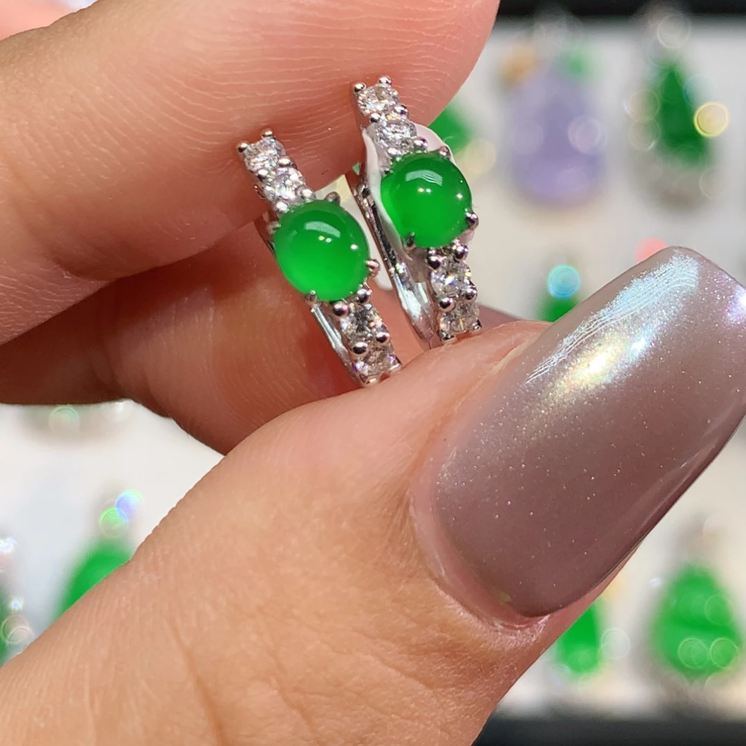 翡翠18K金镶嵌耳饰