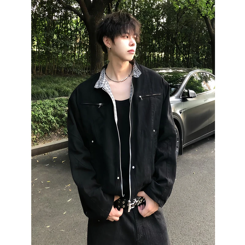 黑色cleanfit立领工装外套男款秋季美式痞帅高级感哈灵顿二代夹克